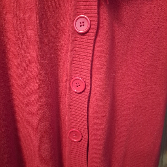 New wt Choices by Notations Red Fringe Shawl Collar Cardigan Sweater XL - Picture 7 of 11